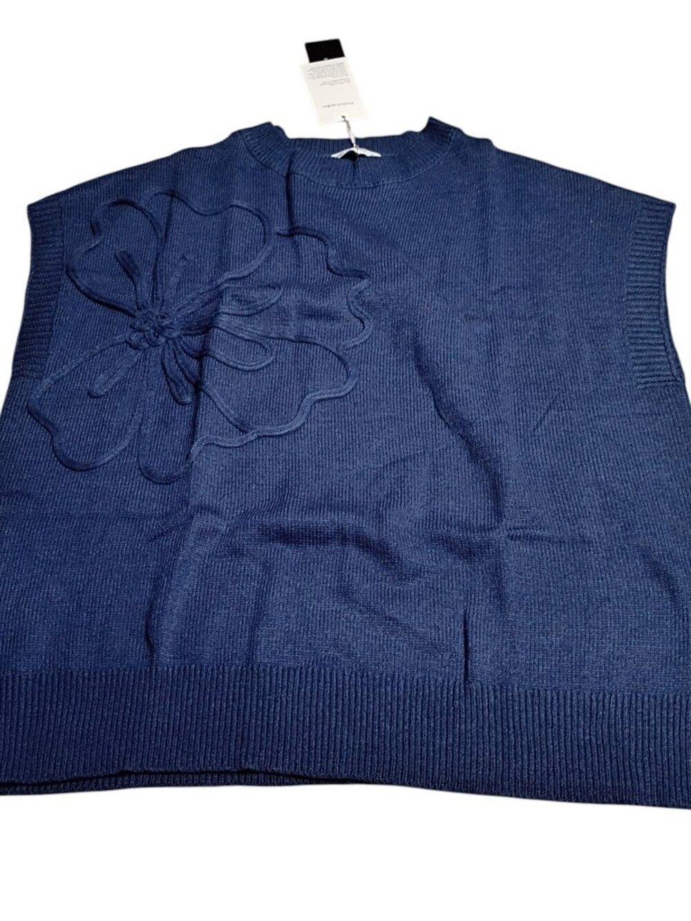 PrettyGarden 3D Flower Blue Knit Sweater Vest - XL